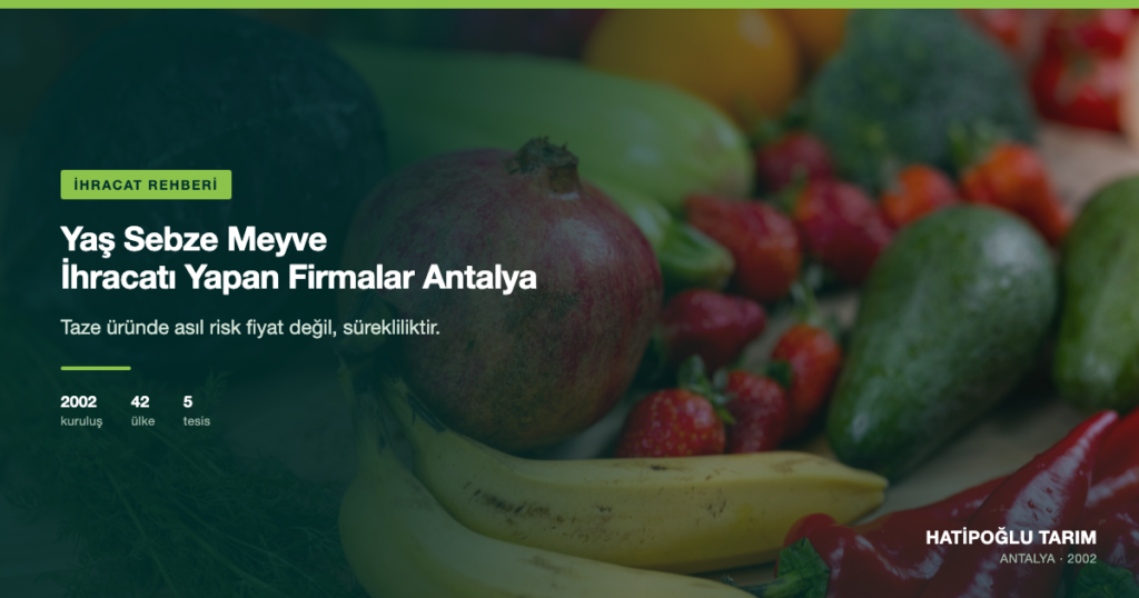 Yaş Sebze Meyve İhracatı Yapan Firmalar Antalya