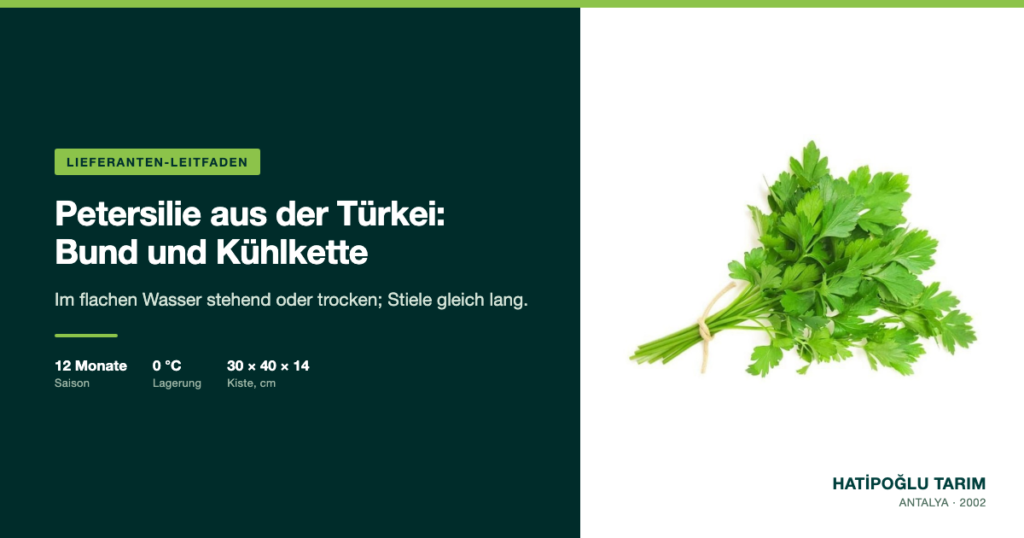 Petersilie aus der Türkei: Bund und Kühlkette